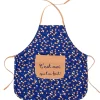 LET83700 Tablier de cuisine en coton enduit "C’est moi qui l’ai fait" indigo/lagon/camel