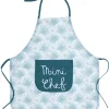 LET83700 Tablier de cuisine en coton enduit "Mini Chef" palmiers/vert