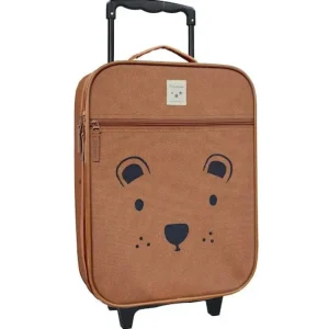 LET83700 Valise a  roulettes - enfants -ours capuccino